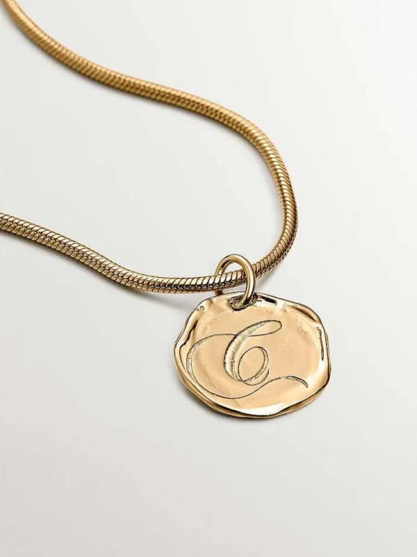 Charms De Letras-Aristocrazy Charm Artesanal De Plata 925 Banada En Oro Amarillo De 18K Con Inicial C