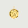 Conectores-Aristocrazy Charm Artesanal De Plata 925 Banada En Oro Amarillo De 18K Con Inicial R