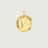 Charms De Letras-Aristocrazy Charm Artesanal De Plata 925 Banada En Oro Amarillo De 18K Con Inicial V