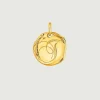 Charms De Letras-Aristocrazy Charm Artesanal De Plata 925 Banada En Oro Amarillo De 18K Con Inicial T