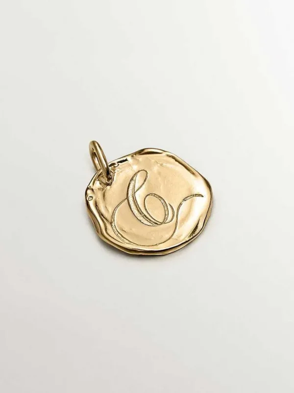 Charms De Letras-Aristocrazy Charm Artesanal De Plata 925 Banada En Oro Amarillo De 18K Con Inicial C