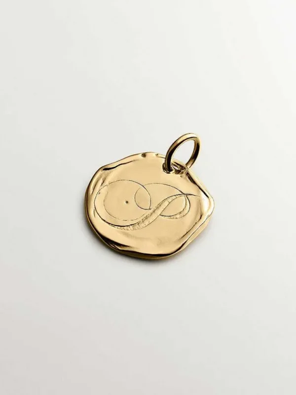 Charms De Letras-Aristocrazy Charm Artesanal De Plata 925 Banada En Oro Amarillo De 18K Con Inicial P