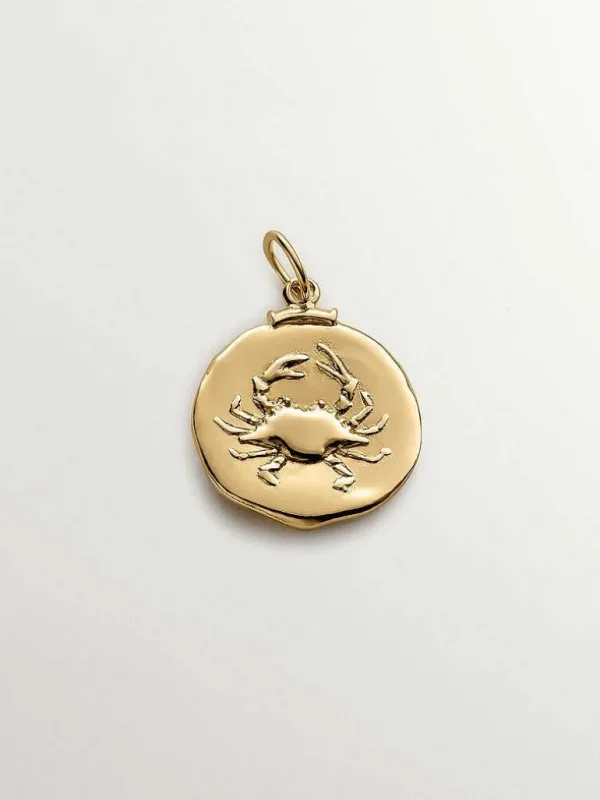 Conectores-Aristocrazy Charm Cancer De Plata 925 Banada En Oro Amarillo De 18K