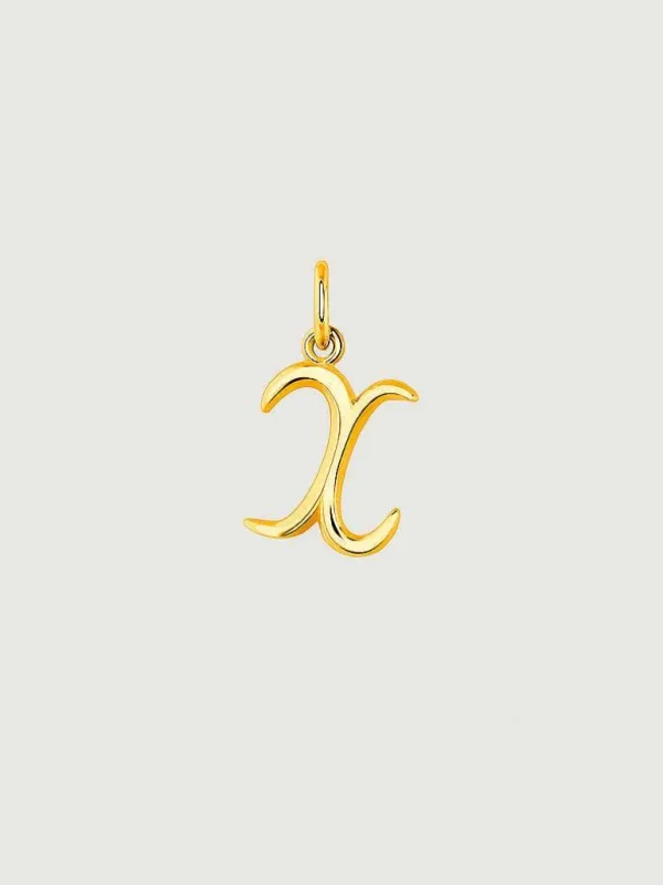 Conectores-Aristocrazy Charm De Plata 925 Banada En Oro Amarillo De 18K Con Inicial X