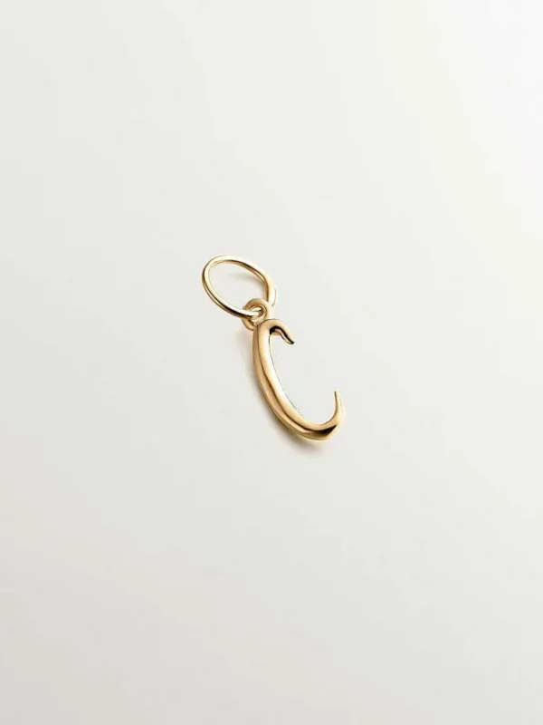 Conectores-Aristocrazy Charm De Plata 925 Banada En Oro Amarillo De 18K Con Inicial C