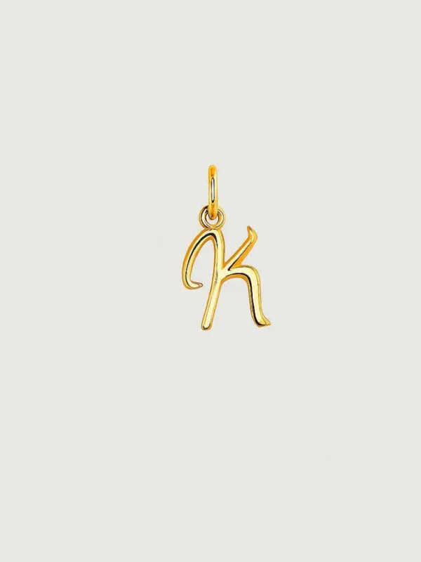 Conectores-Aristocrazy Charm De Plata 925 Banada En Oro Amarillo De 18K Con Inicial K