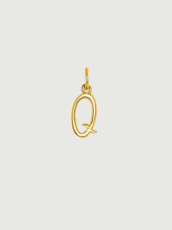 Charms De Letras-Aristocrazy Charm De Plata 925 Banada En Oro Amarillo De 18K Con Inicial Q