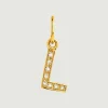 Charms De Letras-Aristocrazy Charm De Plata 925 Banada En Oro Amarillo De 18K Y Topacios Blancos Inicial L