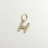 Charms De Letras-Aristocrazy Charm De Plata 925 Banada En Oro Amarillo De 18K Y Topacios Blancos Inicial H