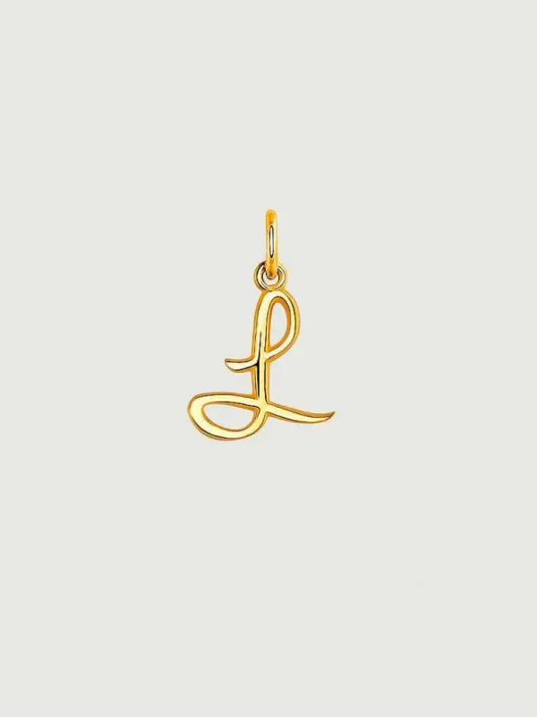 Conectores-Aristocrazy Charm De Plata 925 Banada En Oro Amarillo De 18K Con Inicial L