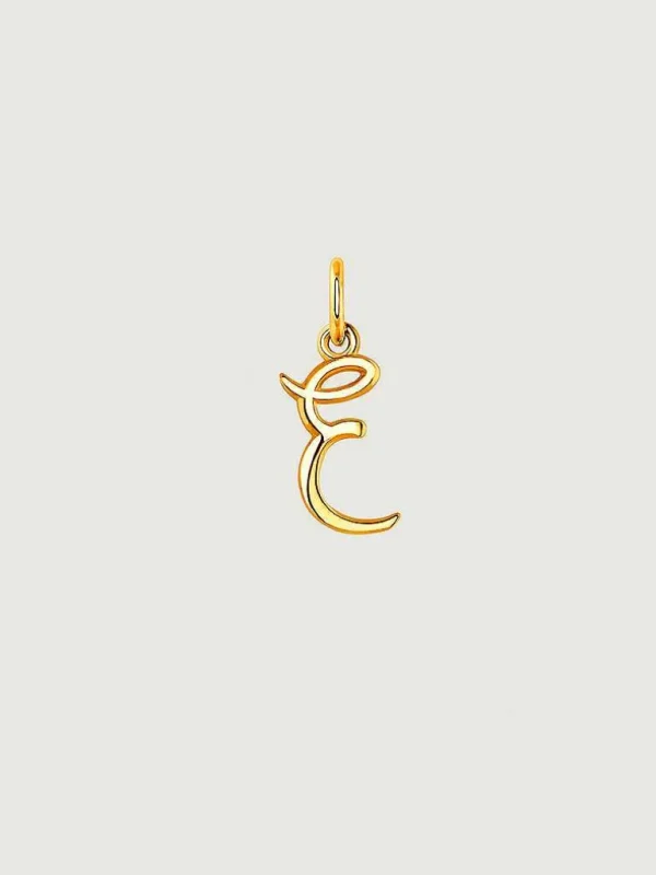 Conectores-Aristocrazy Charm De Plata 925 Banada En Oro Amarillo De 18K Con Inicial E