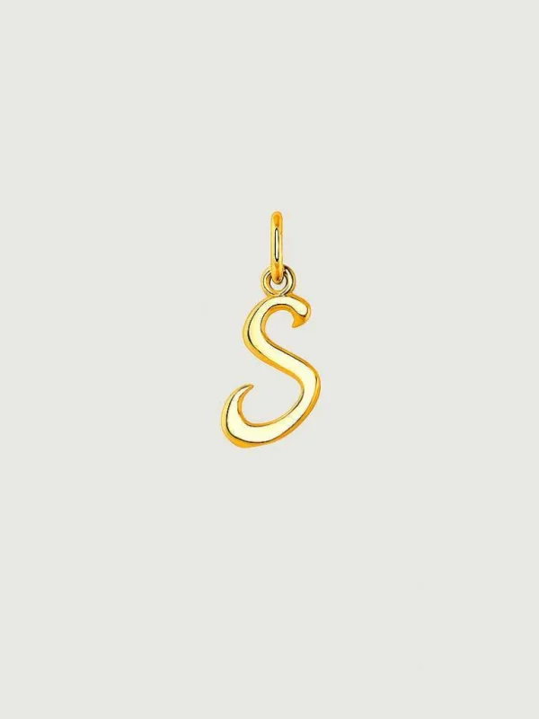 Conectores-Aristocrazy Charm De Plata 925 Banada En Oro Amarillo De 18K Con Inicial S