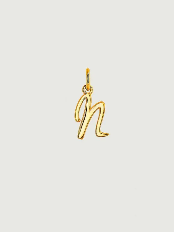 Conectores-Aristocrazy Charm De Plata 925 Banada En Oro Amarillo De 18K Con Inicial N