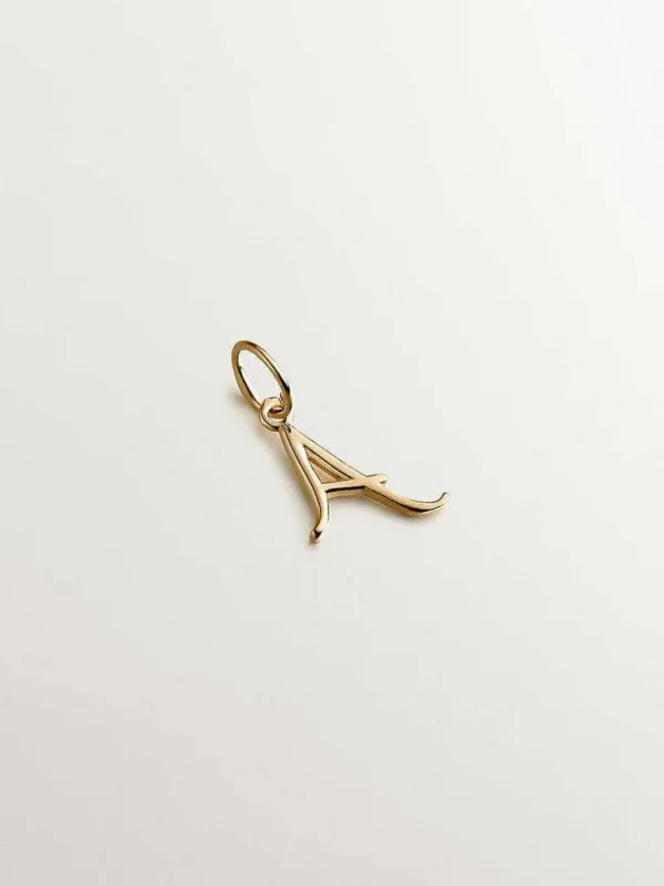 Conectores-Aristocrazy Charm De Plata 925 Banada En Oro Amarillo De 18K Con Inicial A