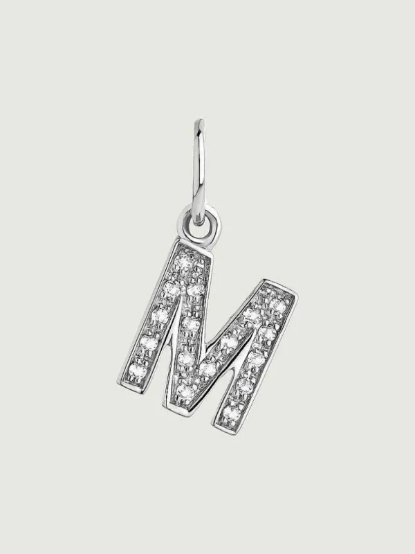 Charms De Letras-Aristocrazy Charm De Plata 925 Y Topacios Blancos Inicial M