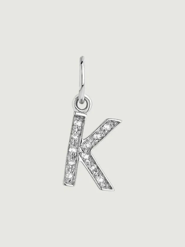 Charms De Letras-Aristocrazy Charm De Plata 925 Y Topacios Blancos Inicial K