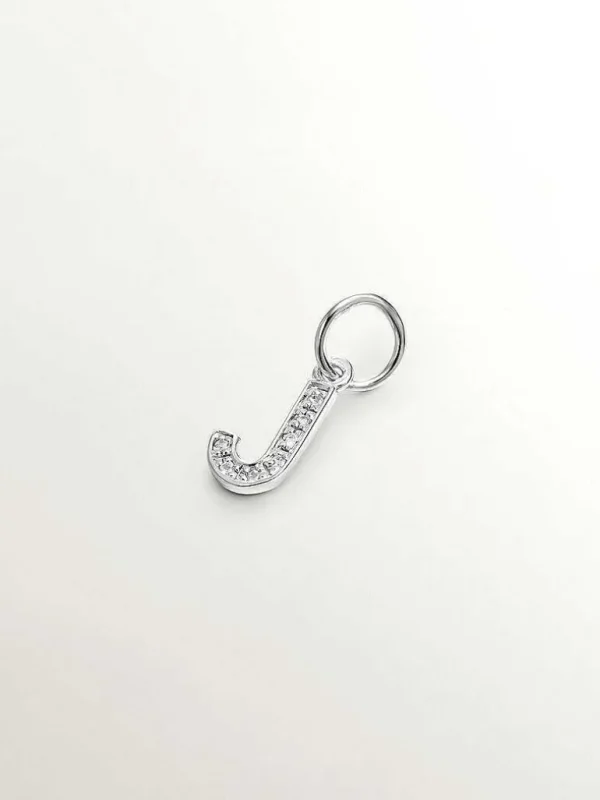 Charms De Letras-Aristocrazy Charm De Plata 925 Y Topacios Blancos Inicial J