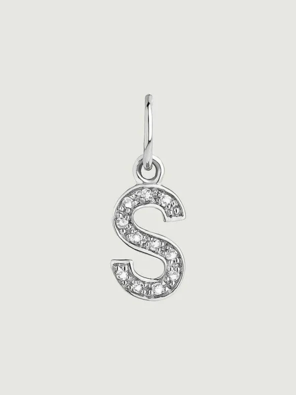 Conectores-Aristocrazy Charm De Plata 925 Y Topacios Blancos Inicial S