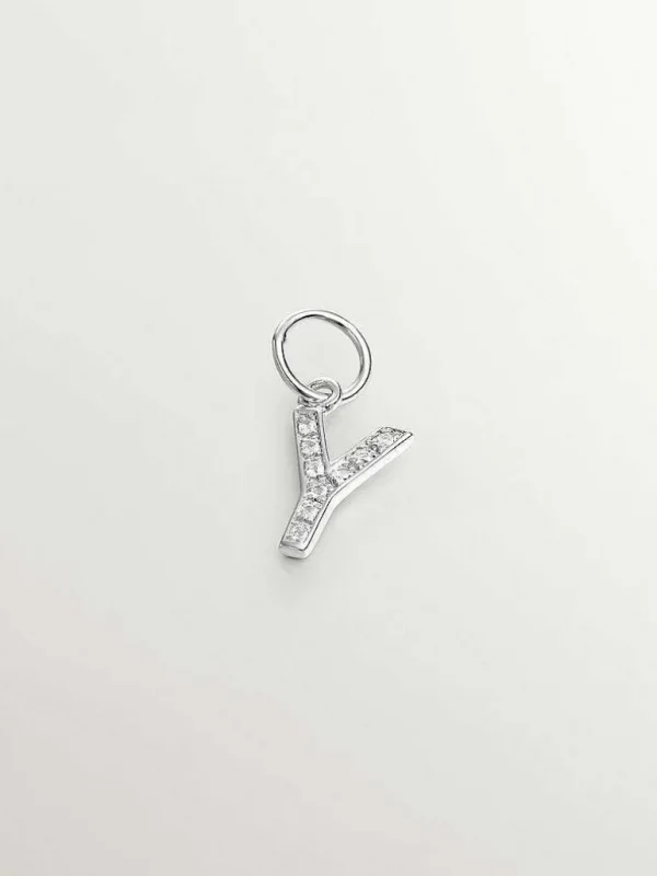 Charms De Letras-Aristocrazy Charm De Plata 925 Y Topacios Blancos Inicial Y