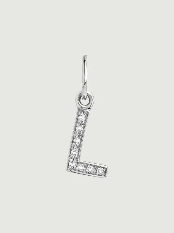 Charms De Letras-Aristocrazy Charm De Plata 925 Y Topacios Blancos Inicial L