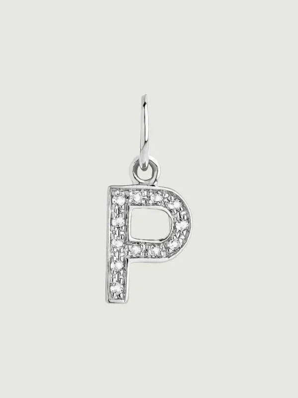 Charms De Letras-Aristocrazy Charm De Plata 925 Y Topacios Blancos Inicial P