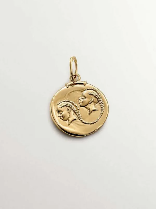 Charms De Horóscopo-Aristocrazy Charm Geminis De Plata 925 Banada En Oro Amarillo De 18K