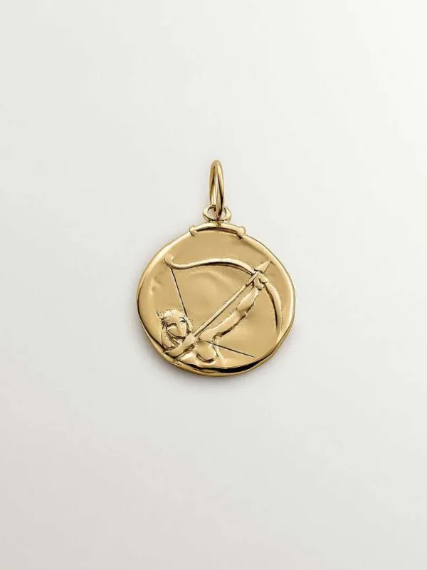 Charms De Horóscopo-Aristocrazy Charm Sagitario De Plata 925 Banada En Oro Amarillo De 18K