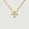 Collares De Plata-Aristocrazy Colgante De Oro Amarillo De 9K Con Cruz De Diamantes