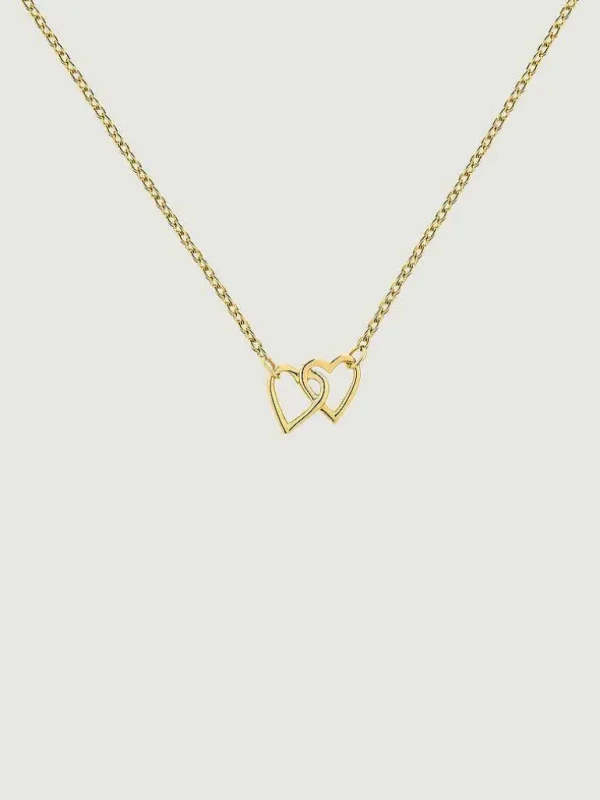 Collares De Oro-Aristocrazy Colgante De Oro Amarillo De 9K Con Corazones Entrelazados