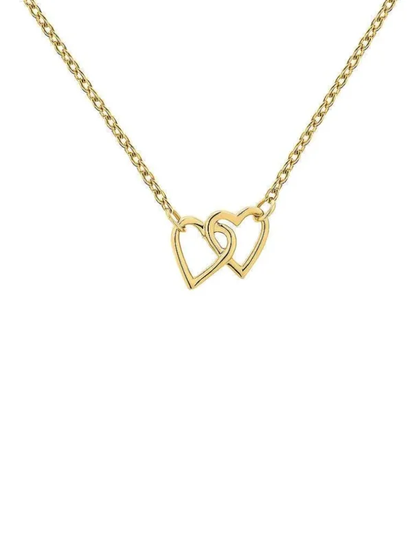 Collares De Oro-Aristocrazy Colgante De Oro Amarillo De 9K Con Corazones Entrelazados