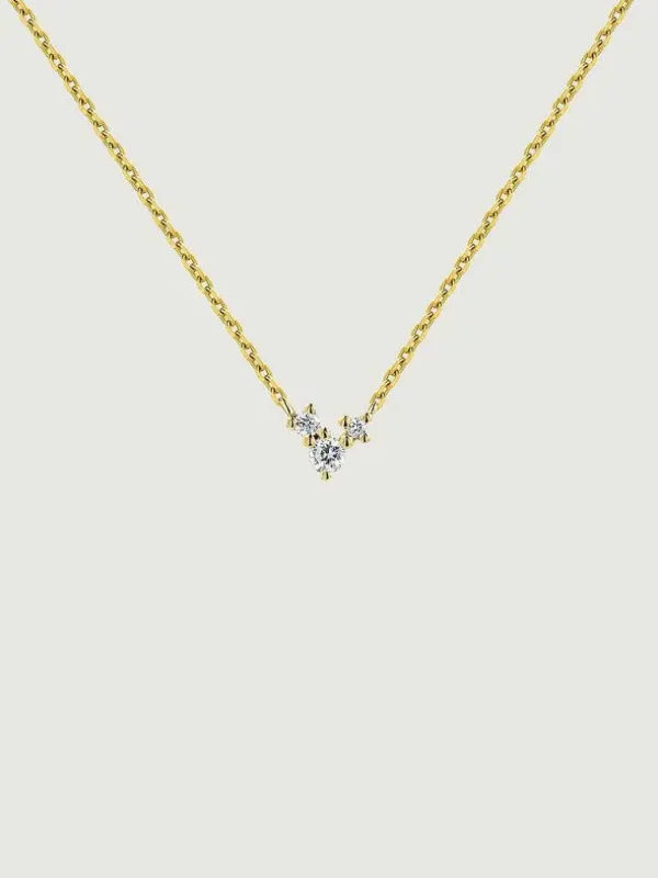 Collares De Plata-Aristocrazy Colgante De Oro Amarillo De 9K Con Tres Diamantes