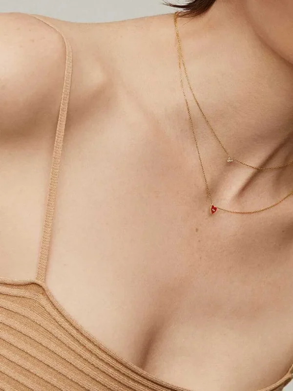 Collares De Plata-Aristocrazy Colgante De Oro Amarillo De 9K Con Tres Diamantes