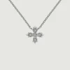 Collares De Plata-Aristocrazy Colgante De Oro Blanco De 9K Con Cruz Con Diamantes Blancos 0,03 Cts