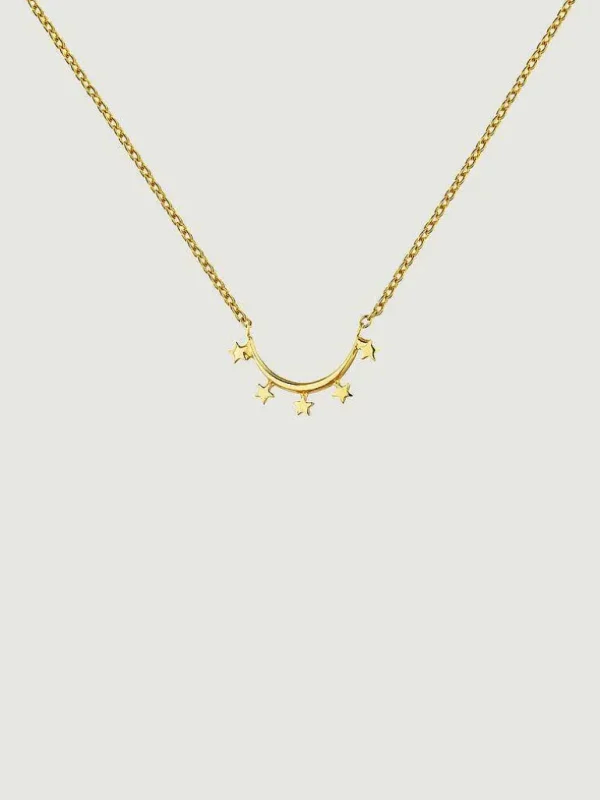 Collares De Plata-Aristocrazy Colgante De Plata 925 Banada En Oro Amarillo De 18K Con Arco De Estrellas