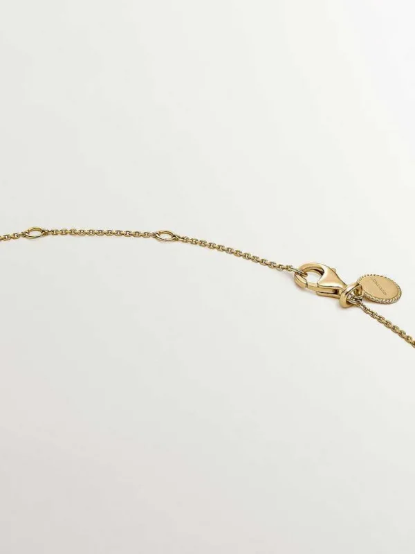 Collares De Plata-Aristocrazy Colgante De Plata 925 Banada En Oro Amarillo De 18K Con Medalla Y Topacios Blancos