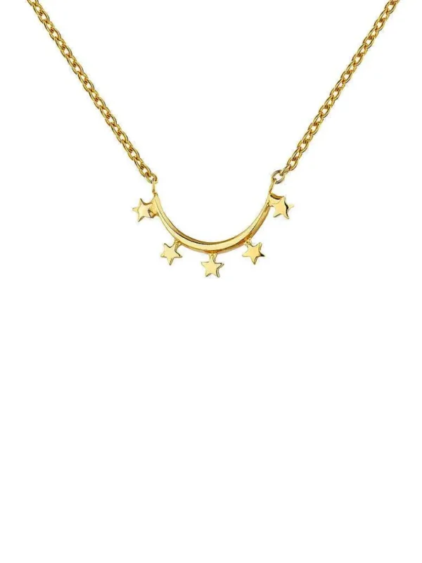 Collares De Plata-Aristocrazy Colgante De Plata 925 Banada En Oro Amarillo De 18K Con Arco De Estrellas