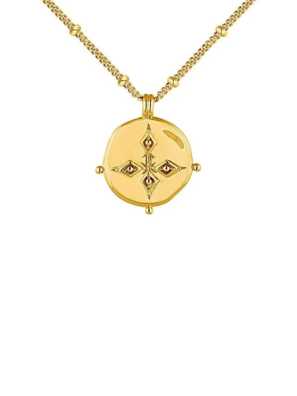 Collares De Plata-Aristocrazy Colgante De Plata 925 Banada En Oro Amarillo De 18K Con Medalla Estilo Antiguo