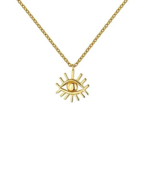 Collares De Plata-Aristocrazy Colgante De Plata 925 Banada En Oro Amarillo De 18K Con Ojo