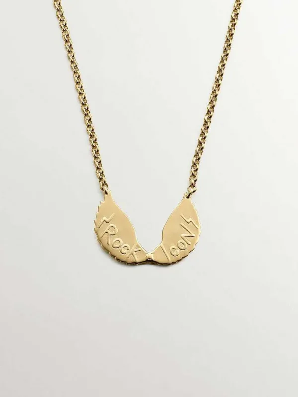 Collares De Plata-Aristocrazy Colgante De Plata 925 Banada En Oro Amarillo De 18K Con Alas