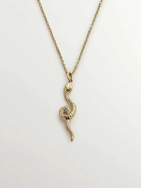 Collares De Plata-Aristocrazy Colgante De Plata 925 Banada En Oro Amarillo De 18K Con Serpiente