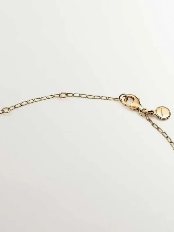 Collares De Plata-Aristocrazy Colgante De Plata 925 Banada En Oro Amarillo De 18K Con Cruz Y Topacio Blanco