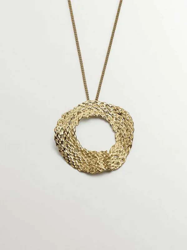 Collares De Plata-Aristocrazy Colgante De Plata 925 Banada En Oro Amarillo De 18K Con Textura Mimbre