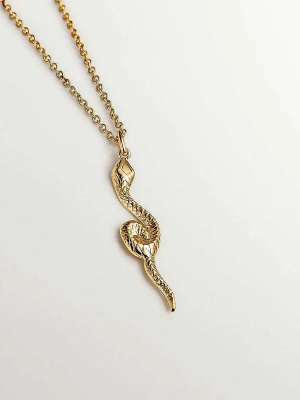 Collares De Plata-Aristocrazy Colgante De Plata 925 Banada En Oro Amarillo De 18K Con Serpiente