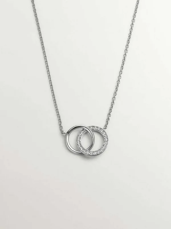 Collares De Plata-Aristocrazy Colgante De Plata 925 Con Circulos Y Topacios Blancos