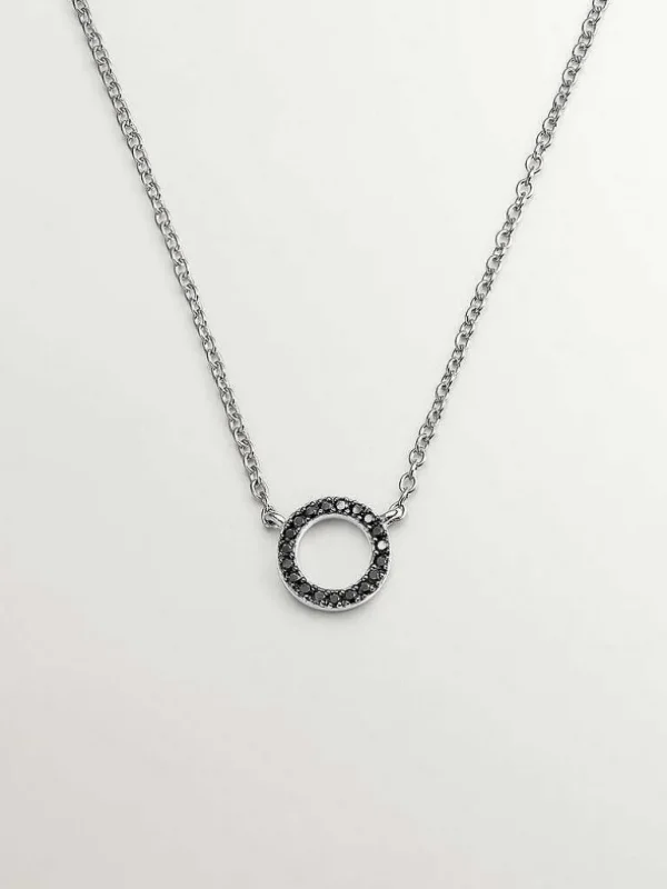 Collares De Plata-Aristocrazy Colgante De Plata 925 Con Circulo De Espinelas Negras