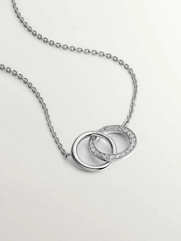 Collares De Plata-Aristocrazy Colgante De Plata 925 Con Circulos Y Topacios Blancos