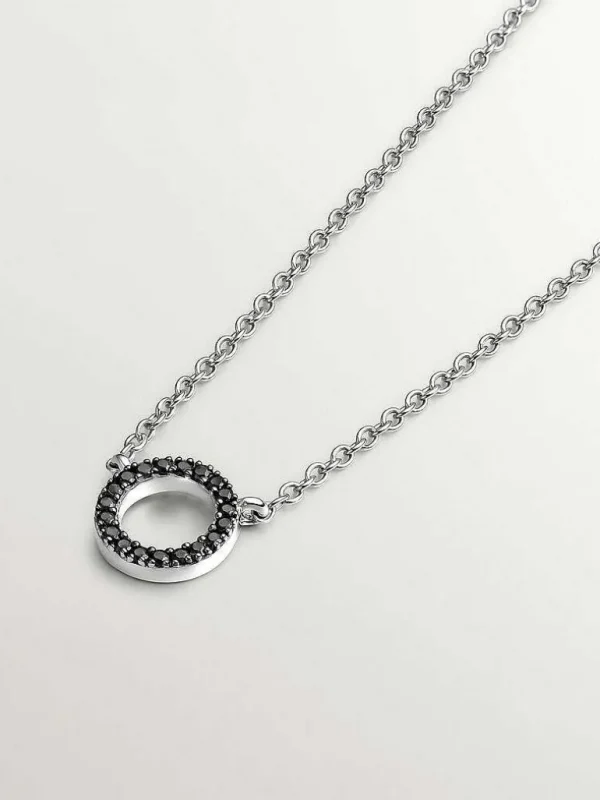 Collares De Plata-Aristocrazy Colgante De Plata 925 Con Circulo De Espinelas Negras