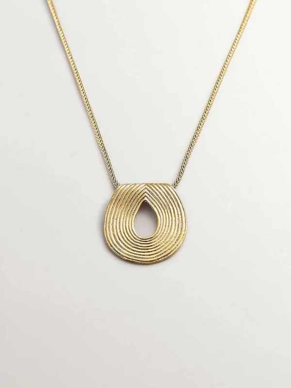 Collares De Plata-Aristocrazy Colgante Ovalado De Plata 925 Banada En Oro Amarillo De 18K Con Relieve