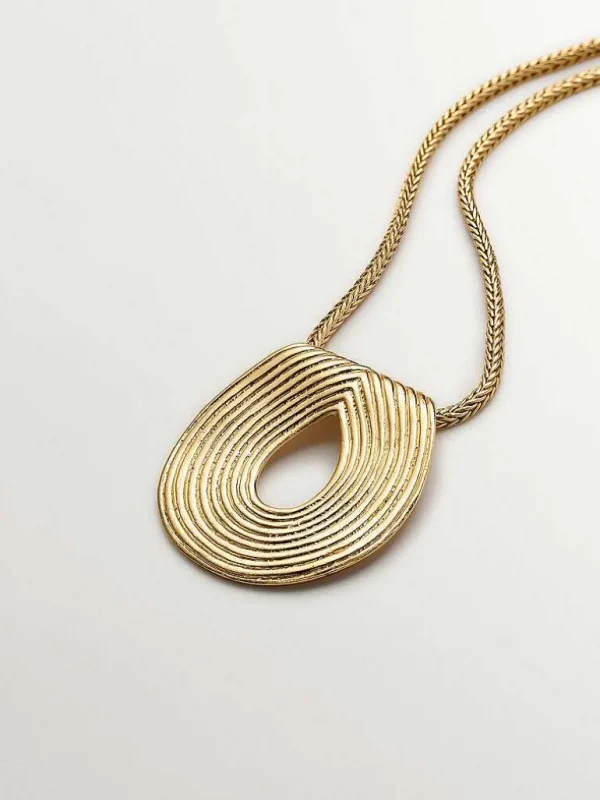 Collares De Plata-Aristocrazy Colgante Ovalado De Plata 925 Banada En Oro Amarillo De 18K Con Relieve