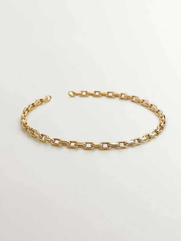 Cadenas-Aristocrazy Collar De Eslabones Forza De Plata 925 Banada En Oro Amarillo De 18K 45Cm